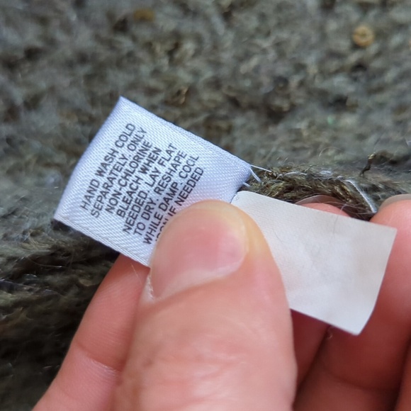 Express Sweater Womens Sz L Green Gray Mohair Blend Open Cardigan Sequins Chunky - Picture 5 of 8